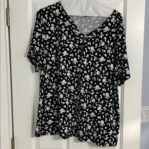 Talbots Monochrome Floral Blouse